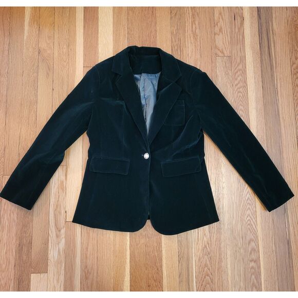 Deep Emerald Green Velvet Tailored Blazer for holidays, parties, events! Sz S - Picture 5 of 10